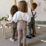 Silly Silas - Special footless tights with braces - Granola & Cream striped | Scout & Co