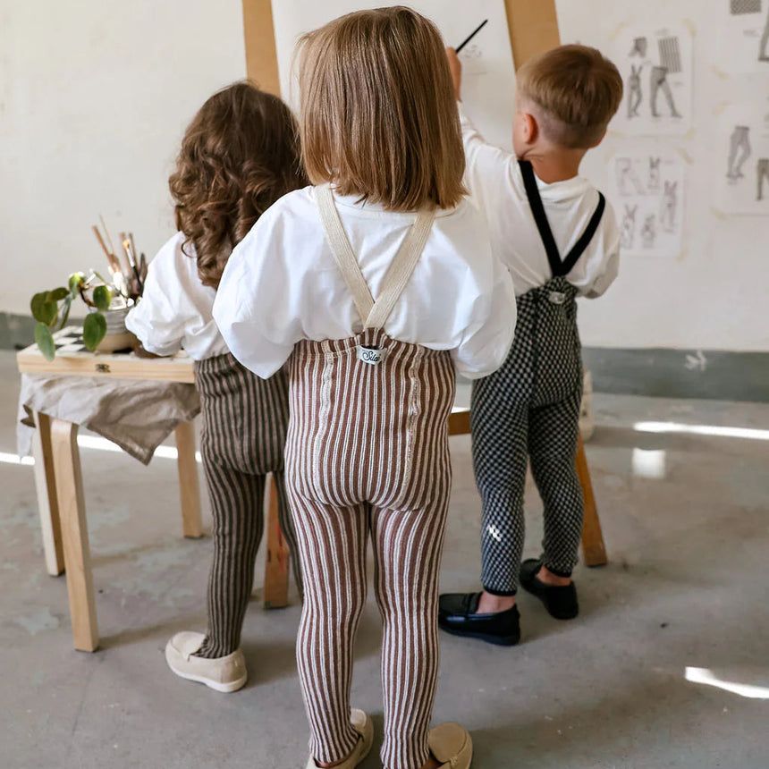 Silly Silas - Special footless tights with braces - Granola & Cream striped | Scout & Co