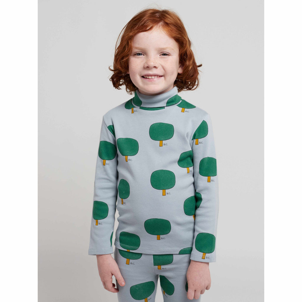 Bobo Choses - Green Tree all-over turtleneck T-shirt | Scout & Co