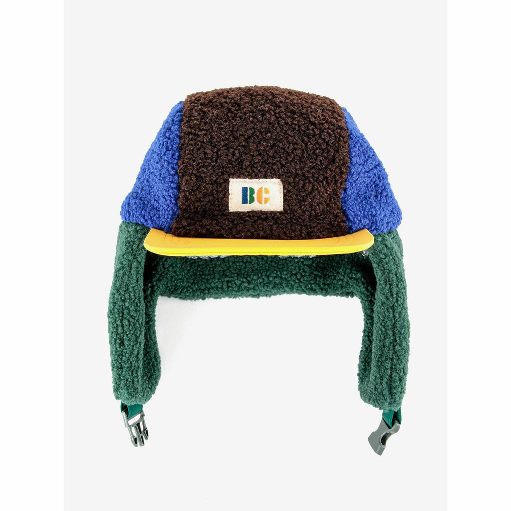 Bobo Choses - Colour Block blue sheepskin chapka hat | Scout & Co