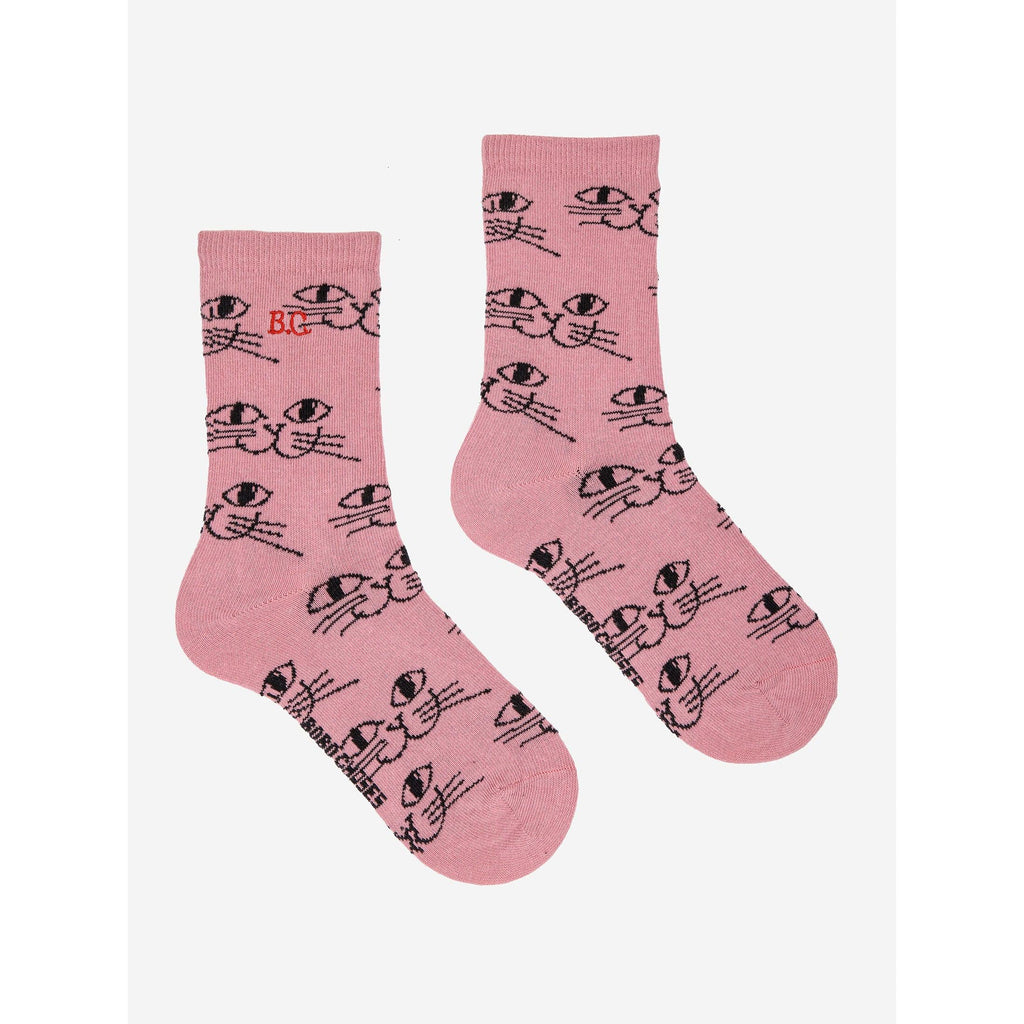 Bobo Choses - Smiling Cat all-over long socks | Scout & Co