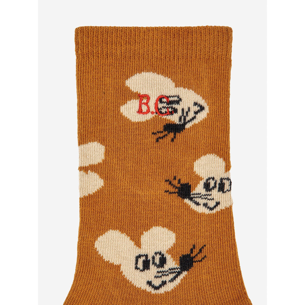Bobo Choses - Mouse all-over long socks - curry | Scout & Co