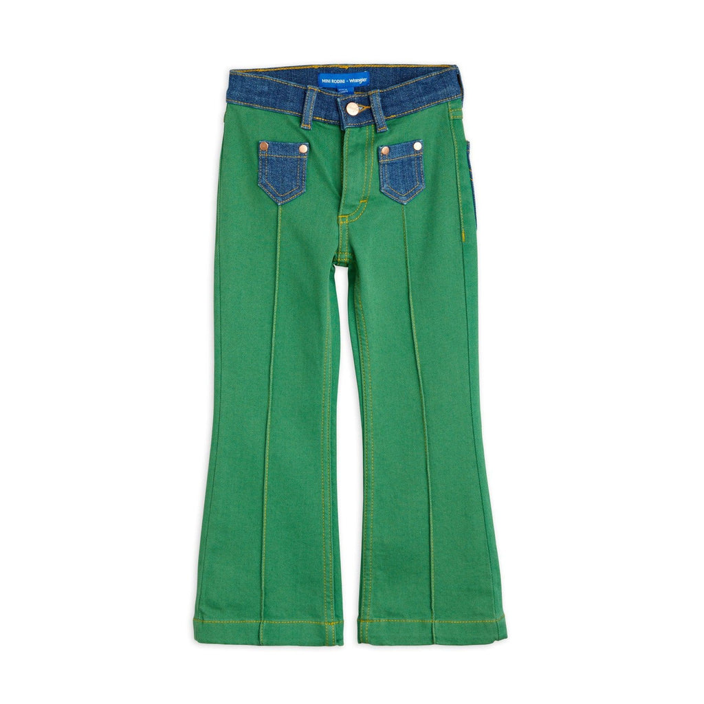 Mini Rodini x Wrangler - Flared denim jeans - green | Scout & Co