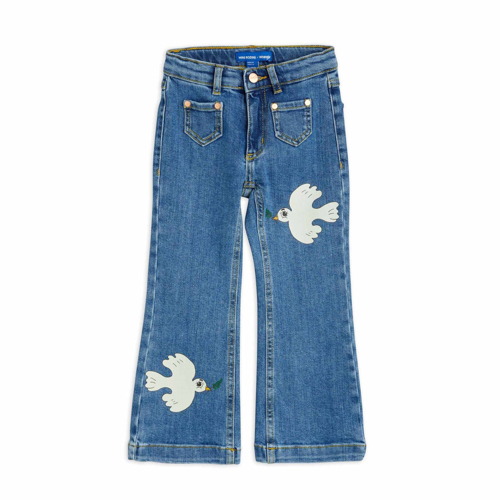 Mini Rodini x Wrangler - Peace Dove denim flared jeans | Scout & Co