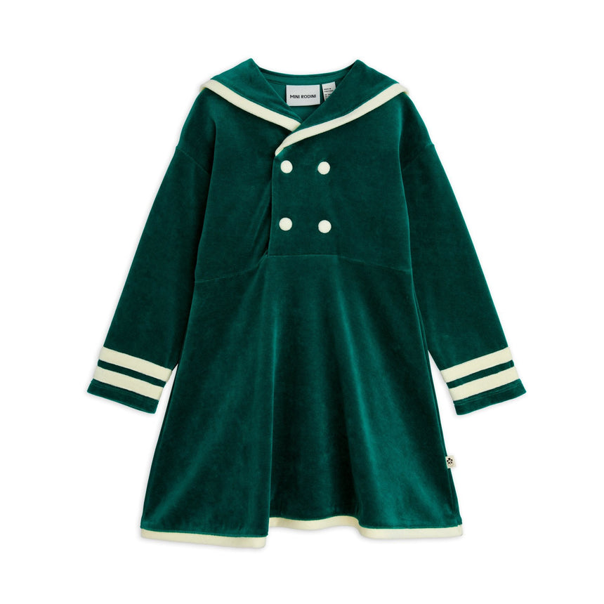 Mini Rodini - Sailor velour dress - green | Scout & Co