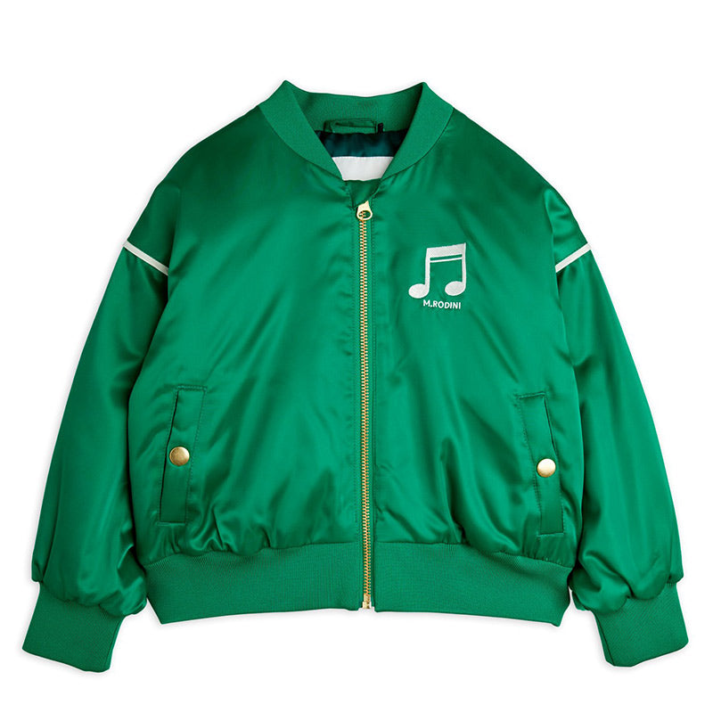 Mini Rodini - Note chenille satin baseball jacket - green | Scout & Co