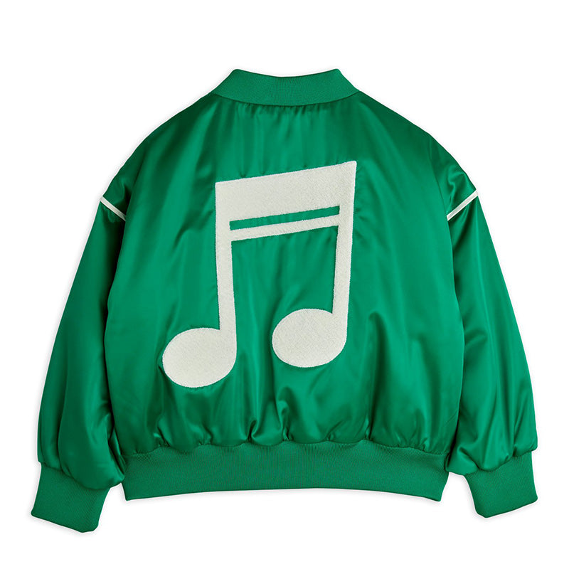 Mini Rodini - Note chenille satin baseball jacket - green | Scout & Co