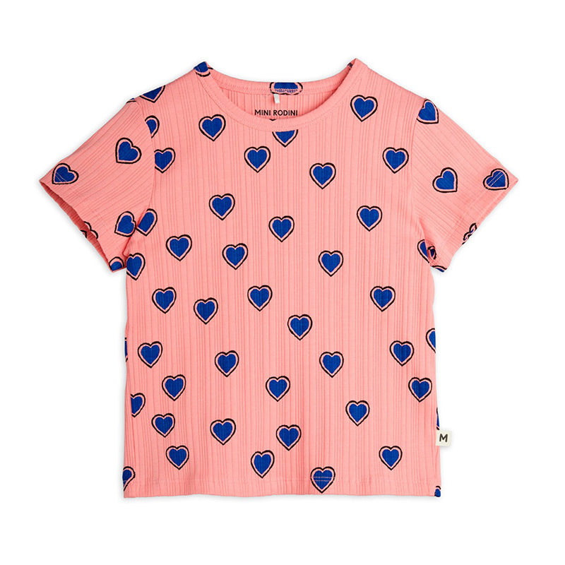 Mini Rodini - Outlined hearts T-shirt - pink | Scout & Co