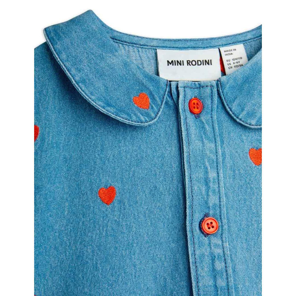 Mini Rodini - Mini Hearts woven denim dress | Scout & Co