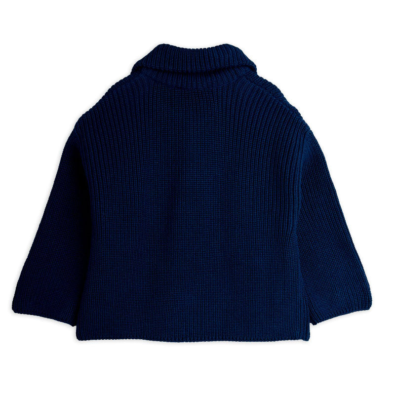 Mini Rodini - Panda chunky knit half-zip sweater - navy | Scout & Co
