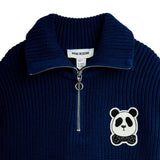 Mini Rodini - Panda chunky knit half-zip sweater - navy | Scout & Co
