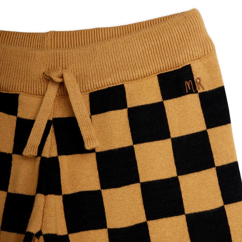 Mini Rodini - Chess check knit trousers - brown | Scout & Co