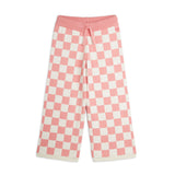 Mini Rodini - Chess check knit trousers - pink | Scout & Co