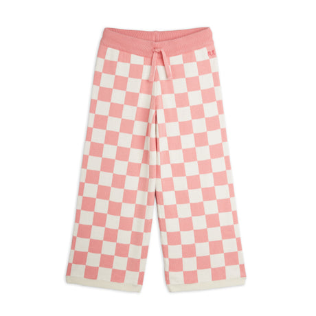 Mini Rodini - Chess check knit trousers - pink | Scout & Co
