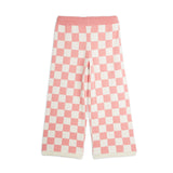 Mini Rodini - Chess check knit trousers - pink | Scout & Co