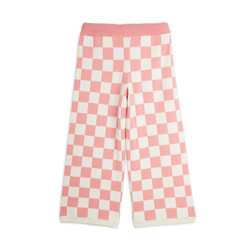 Mini Rodini - Chess check knit trousers - pink | Scout & Co