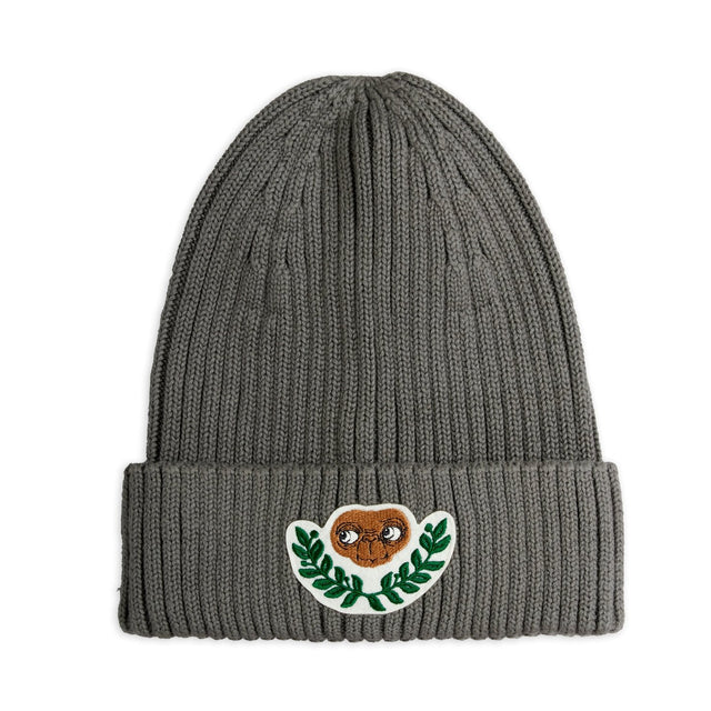 Mini Rodini x E.T. patch knitted beanie hat - grey | Scout & Co