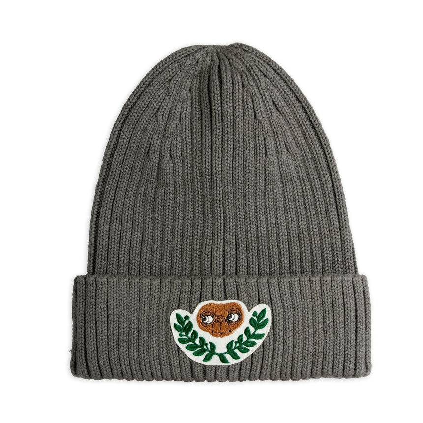 Mini Rodini x E.T. patch knitted beanie hat - grey | Scout & Co
