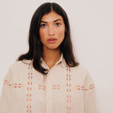 Sideline - Polly embroidered shirt - Oat | Scout & Co