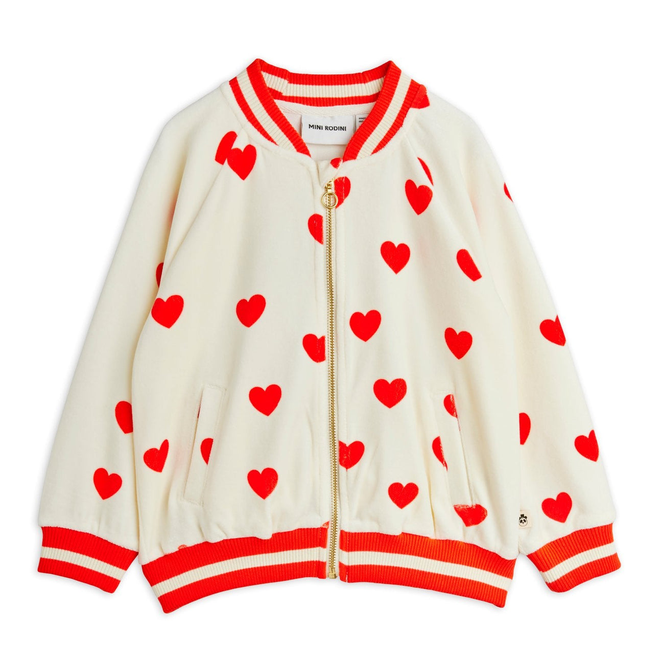 Mini Rodini - Hearts velour baseball cardigan | Scout & Co