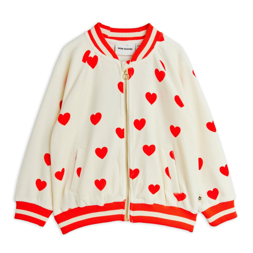 Mini Rodini - Hearts velour baseball cardigan | Scout & Co