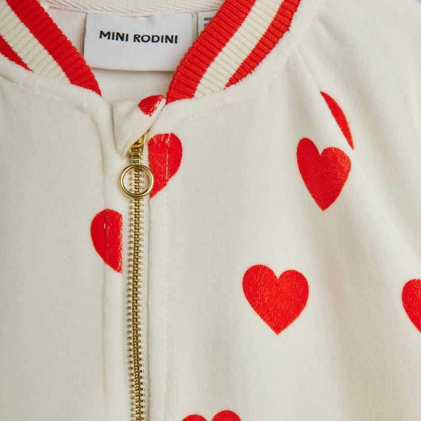 Mini Rodini - Hearts velour baseball cardigan | Scout & Co