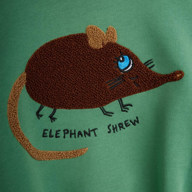 Mini Rodini - Elephant Shrew chenille sweatshirt - green