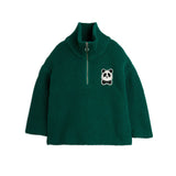 Mini Rodini - Panda Patch chunky knit half-zip sweater - green