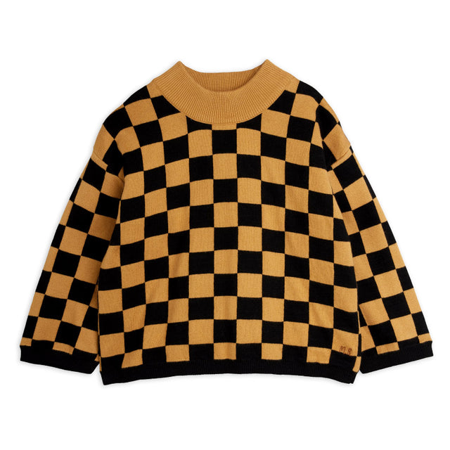 Mini Rodini - Chess check knit sweater - brown | Scout & Co