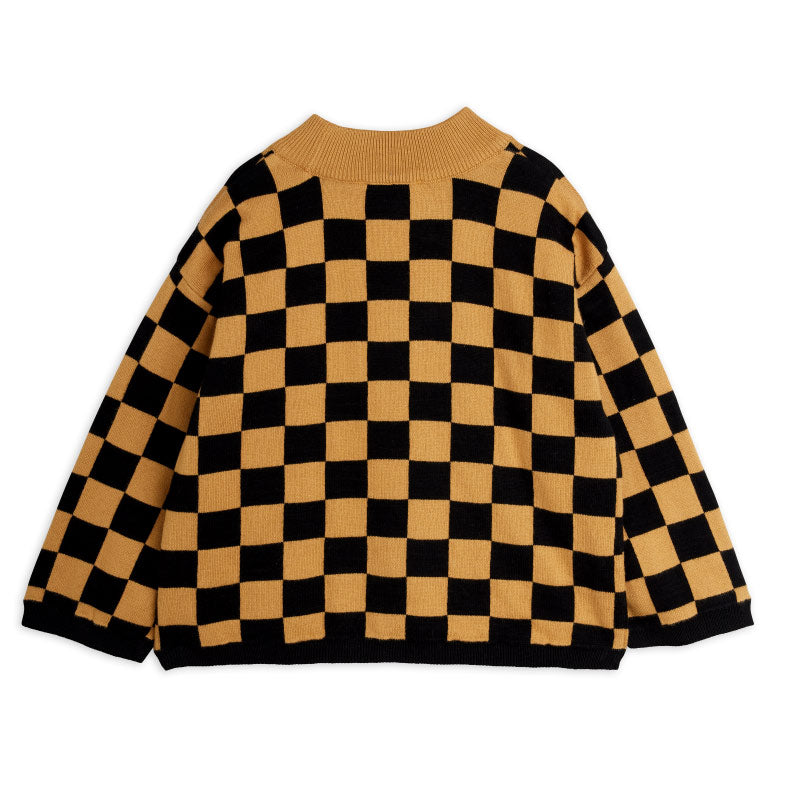 Mini Rodini - Chess check knit sweater - brown | Scout & Co