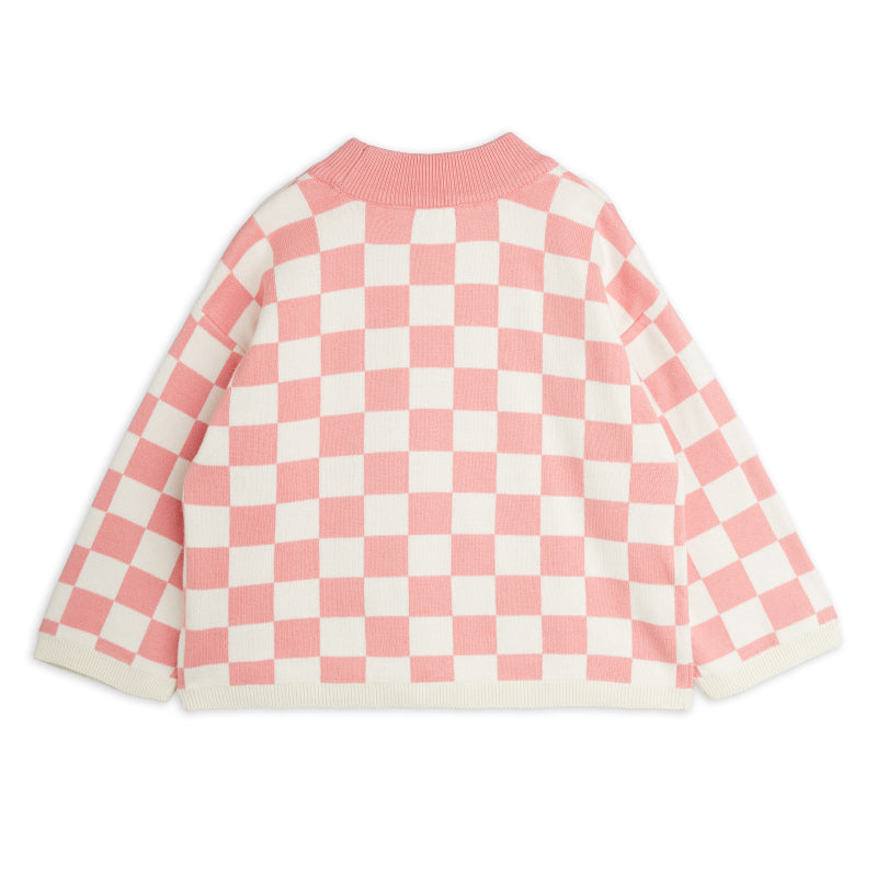 Mini Rodini - Chess check knit sweater - pink | Scout & Co