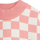 Mini Rodini - Chess check knit sweater - pink | Scout & Co