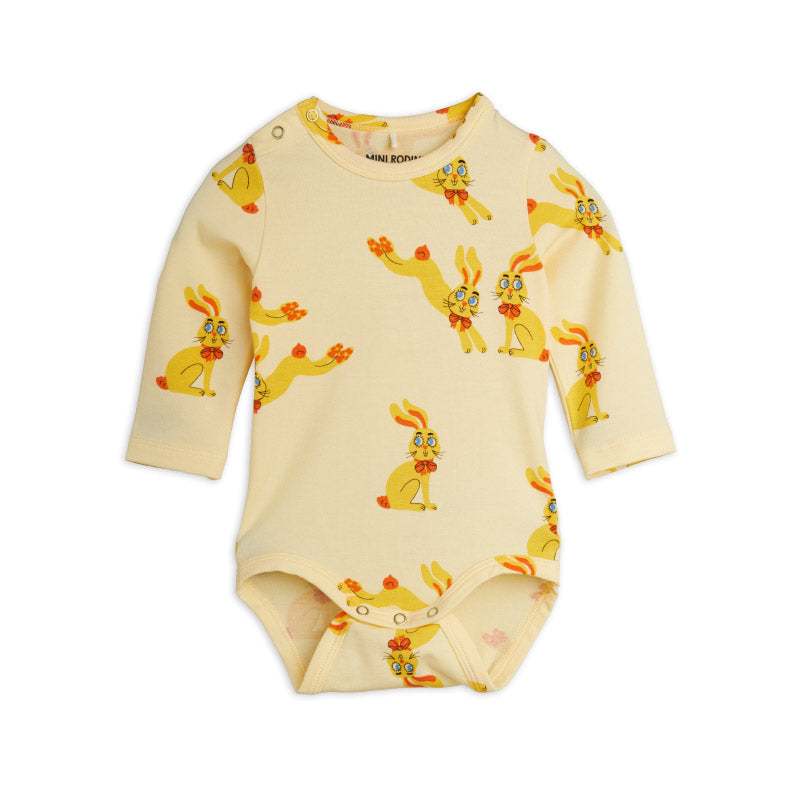 Mini Rodini - Rabbits all-over long-sleeved baby bodysuit