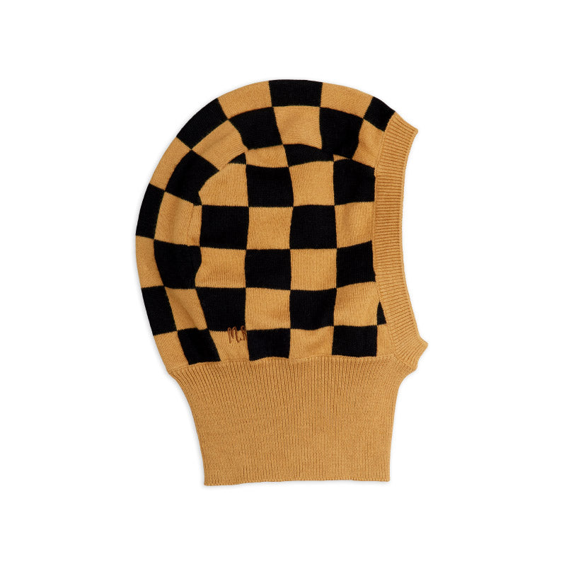 Mini Rodini - Chess check knit balaclava - brown | Scout & Co