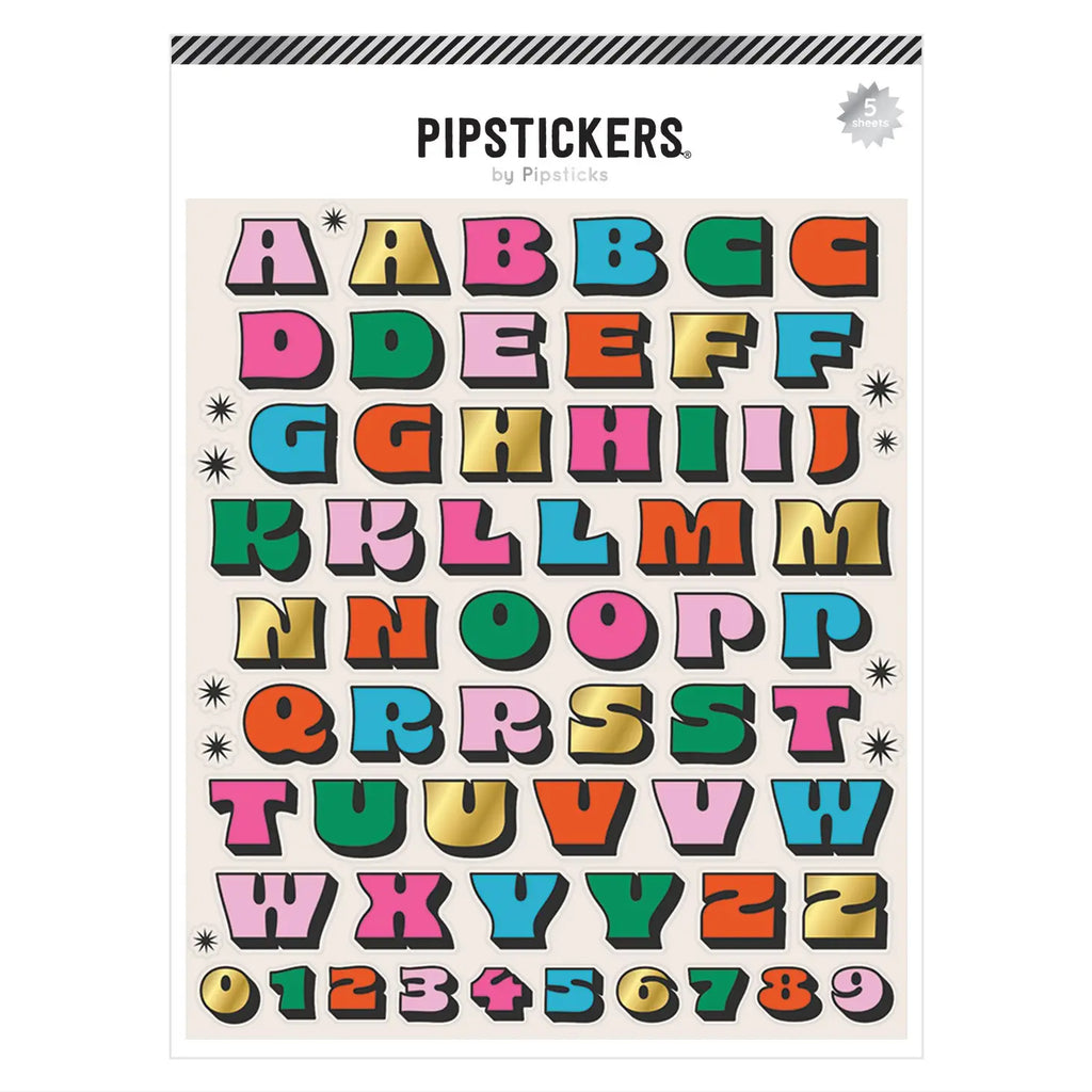 Pipsticks - Colour Me Retro big alphabet sticker sheet | Scout & Co