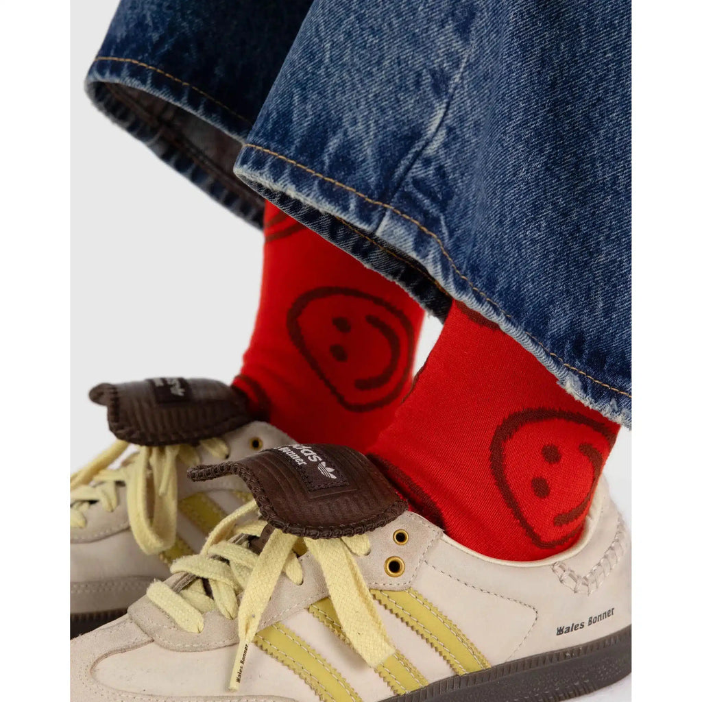 Baggu - Adult crew socks - Red Happy | Scout & Co