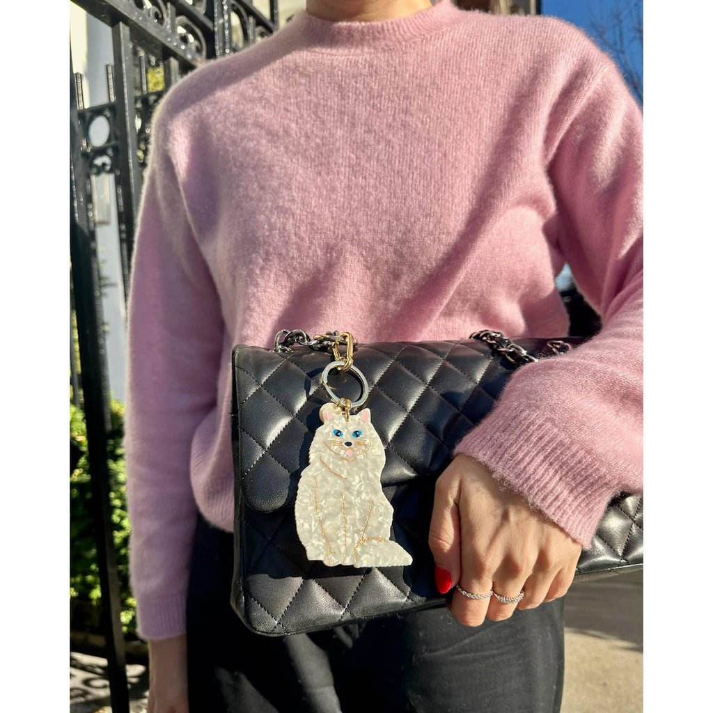 Solar Eclipse - Persian Cat handpainted Bag Charm & Keychain | Scout & Co