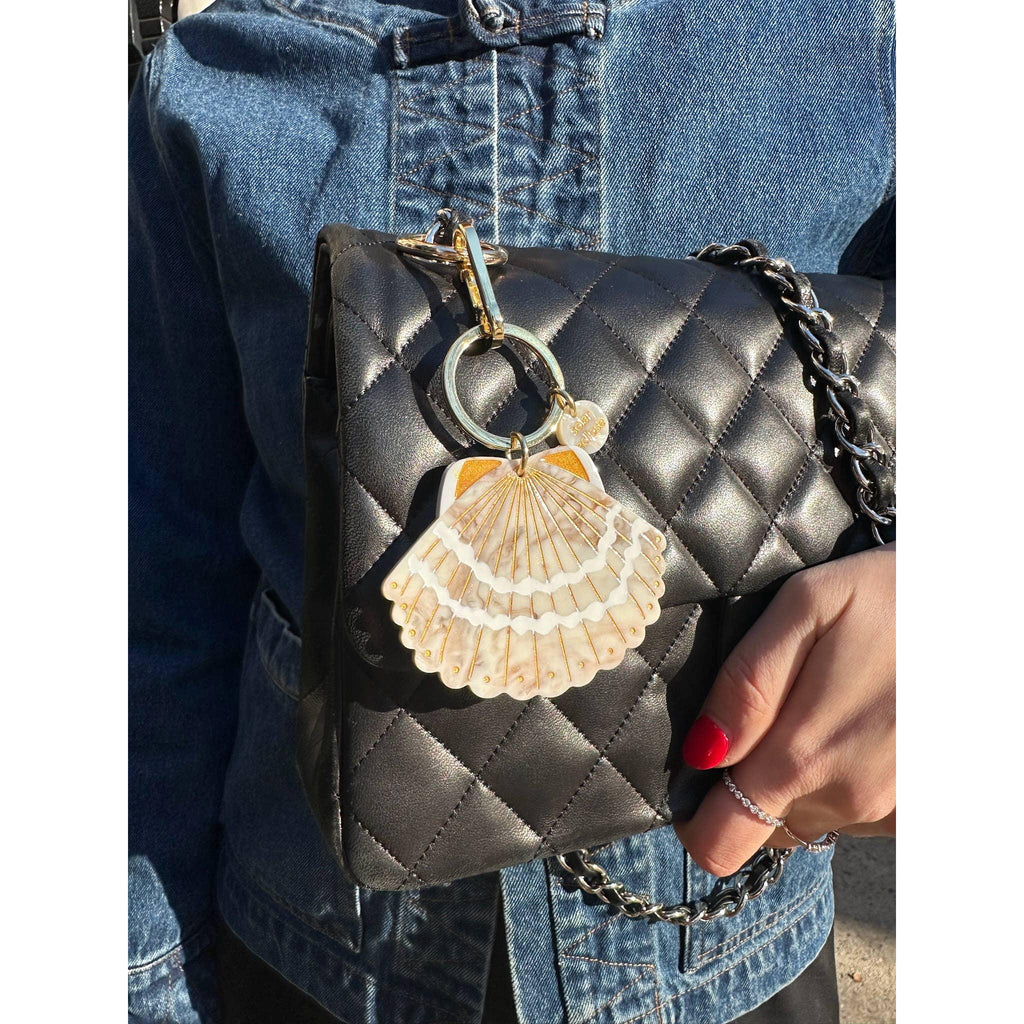 Solar Eclipse - Seashell handpainted bag charm + key chain | Scout & Co