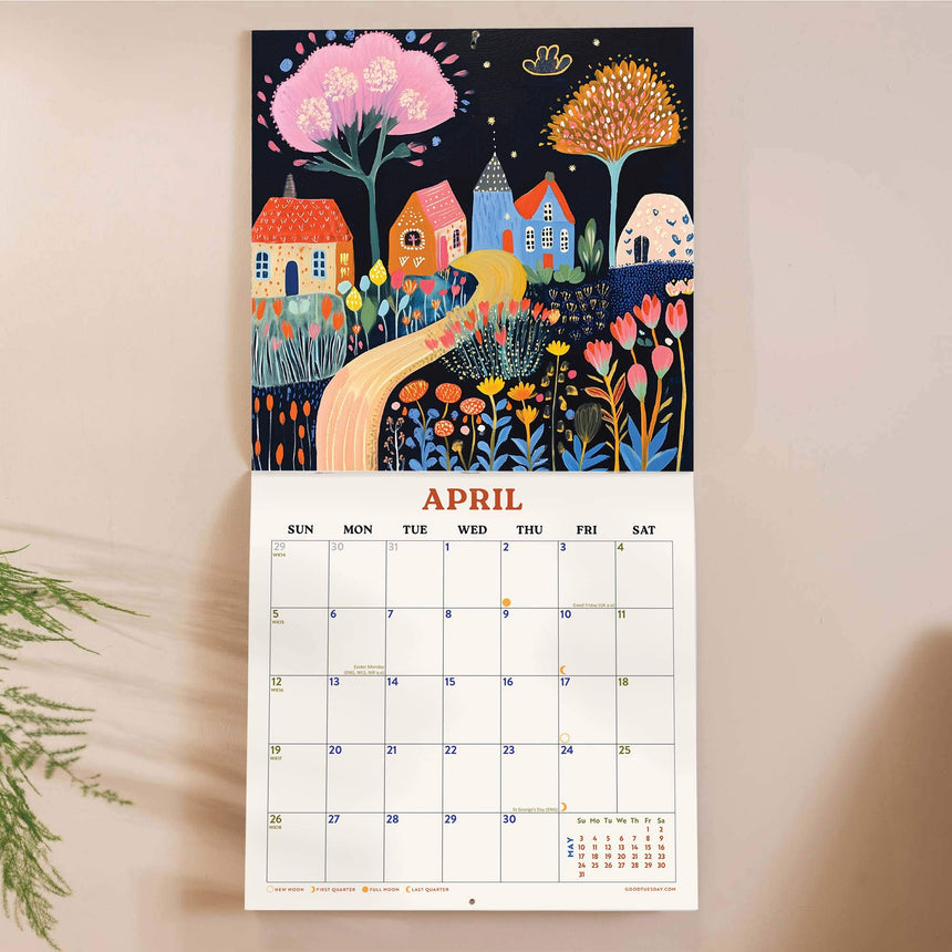 Good Tuesday - 2026 Wall Calendar - Folk Art Plantscapes | Scout & Co