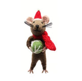 Amica - Festive rat with sprout - Christmas felt decoration