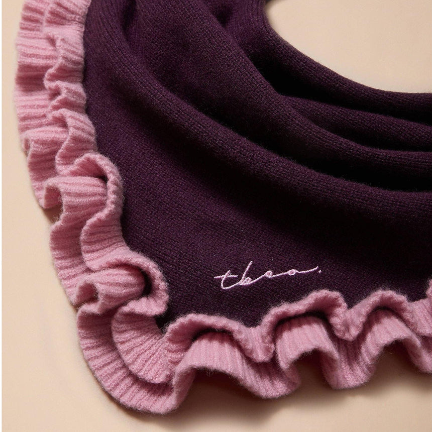 TBCo - Merino Wool Triangle Scarf in Fig Double Ruffle | Scout & Co