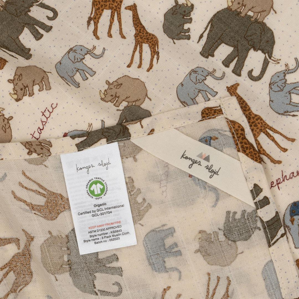 Konges Sløjd - Muslin cloths 3 pack - Elephantastic | Scout & Co