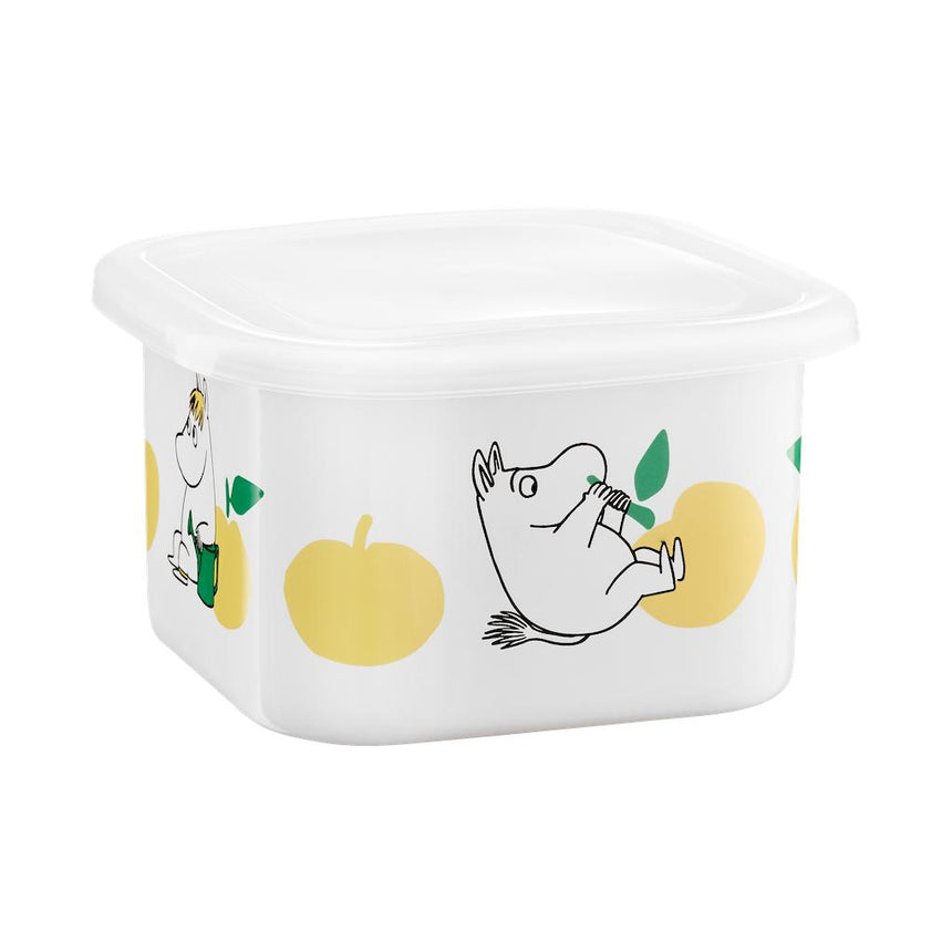 Muurla - Moomin enamel dish / jar with Lid - Joyful Apples - Yellow | Scout & Co