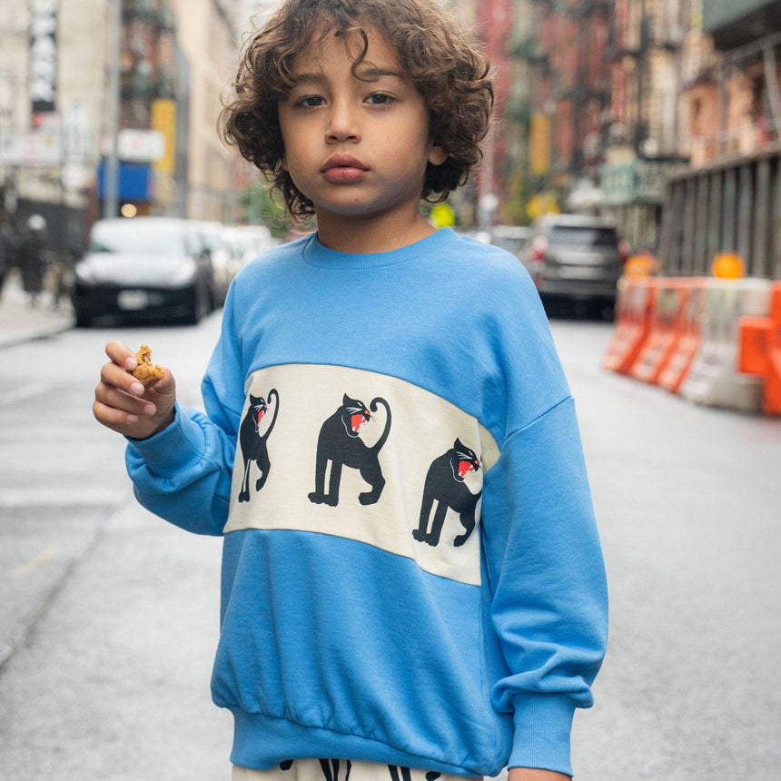 Mini Rodini - Panther panel sweatshirt - blue | Scout & Co