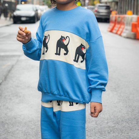 Mini Rodini - Panther panel sweatpants - blue | Scout & Co