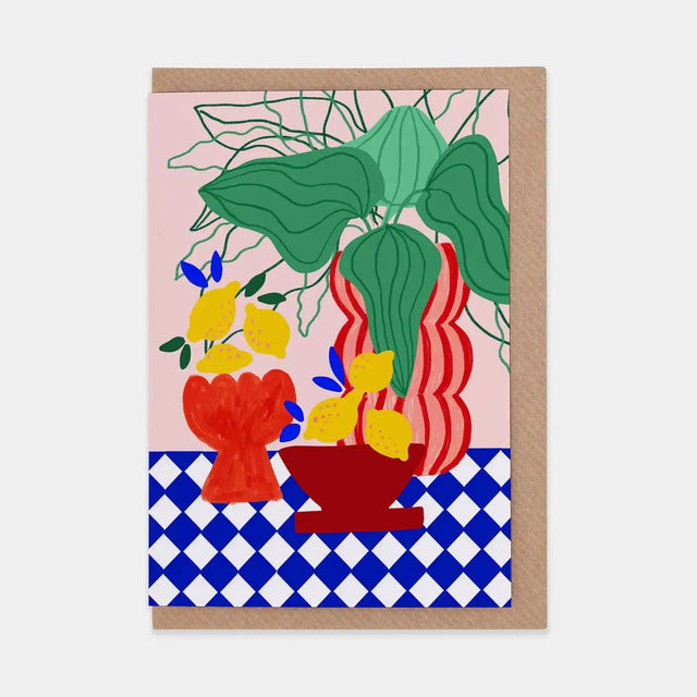 Evermade - Blue Tiles & Lemons greetings card | Scout & Co