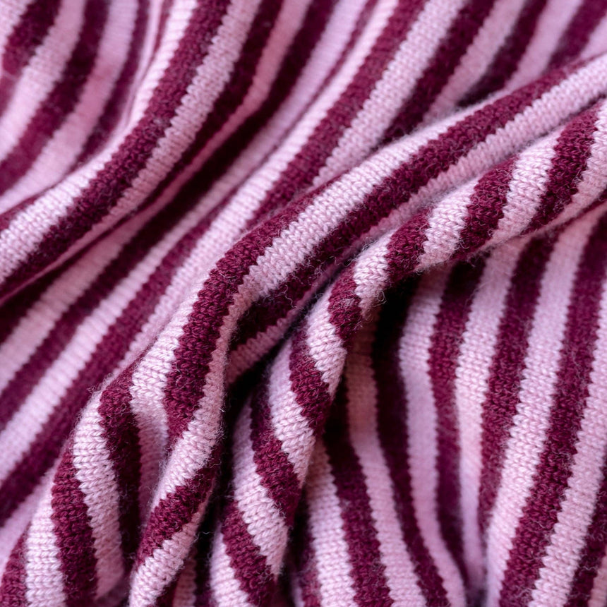 TBCo - Merino Triangle Scarf - Pink Burgundy Stripe | Scout & Co
