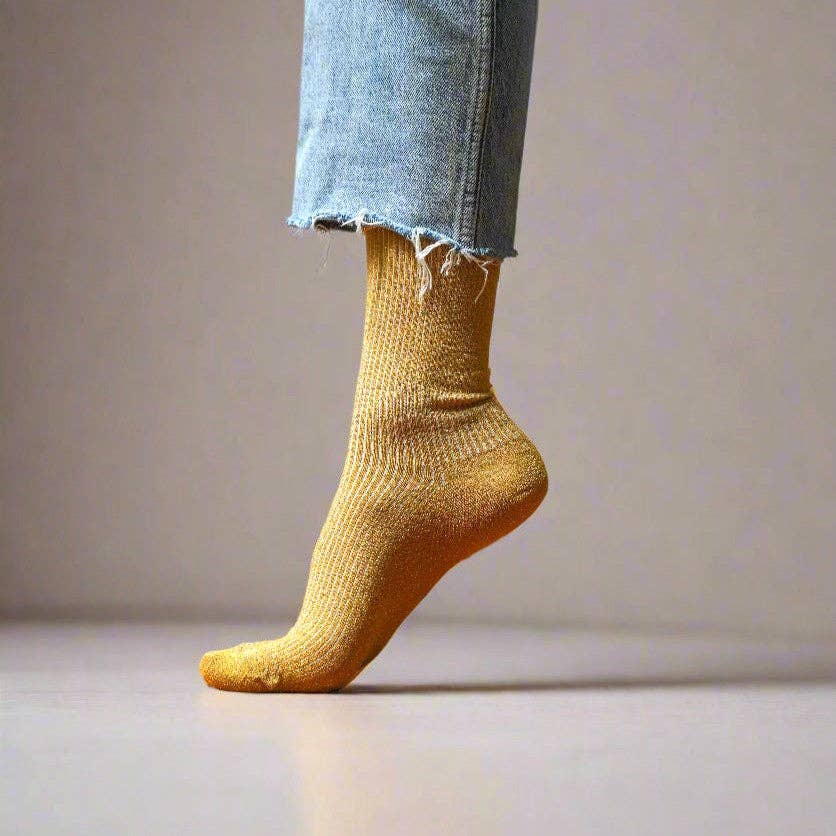 Klue - Glitter Lurex socks - Mustard | Scout & Co