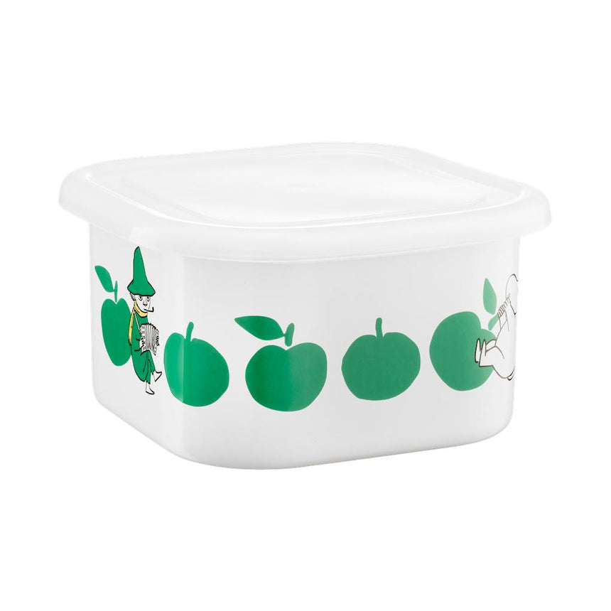 Muurla - Moomin enamel dish / jar with Lid - Joyful Apples - Green | Scout & Co