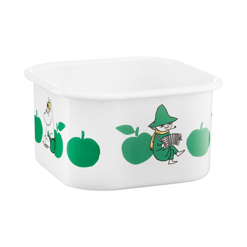 Muurla - Moomin enamel dish / jar with Lid - Joyful Apples - Green | Scout & Co